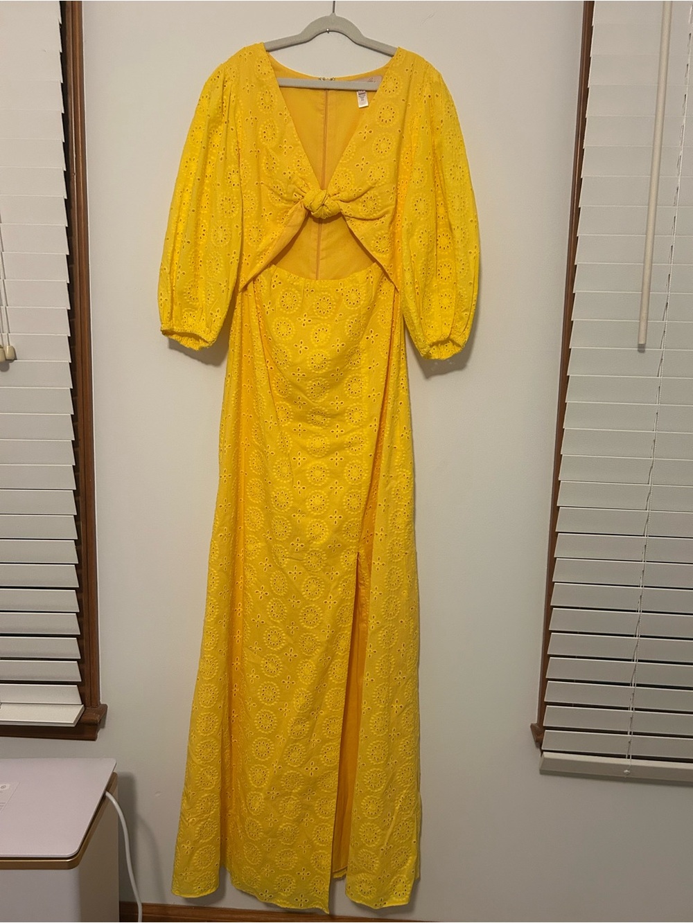 Hutch Yellow Eyelet Maxi Dress with Front Knot